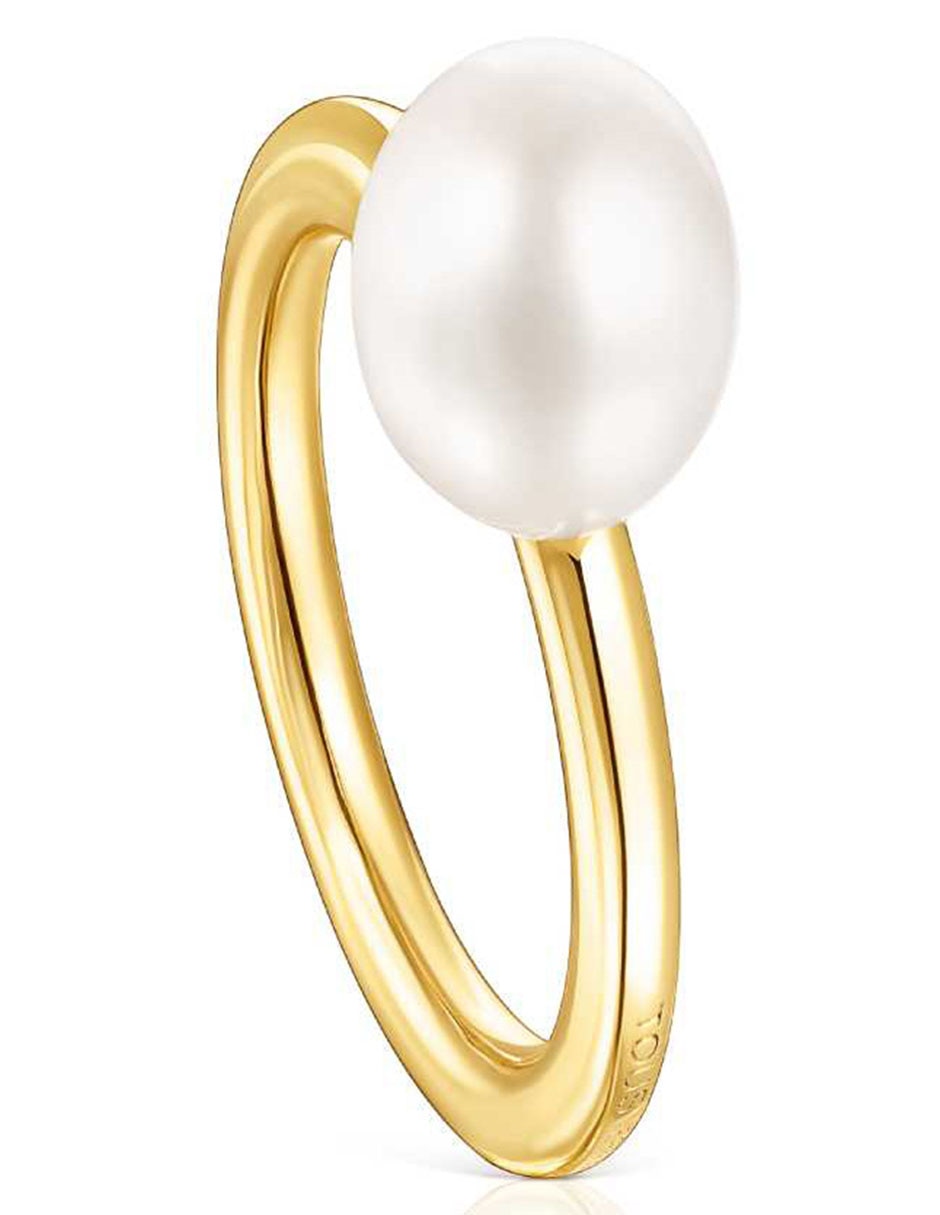 Anillo Gloss de plata vermeil perla brillante 2