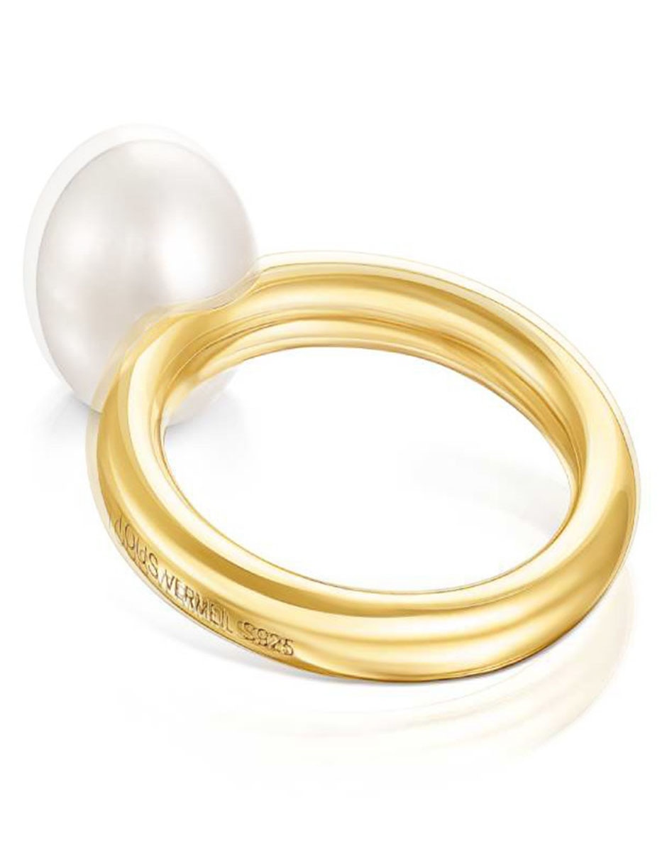 Anillo Gloss de plata vermeil perla brillante 3