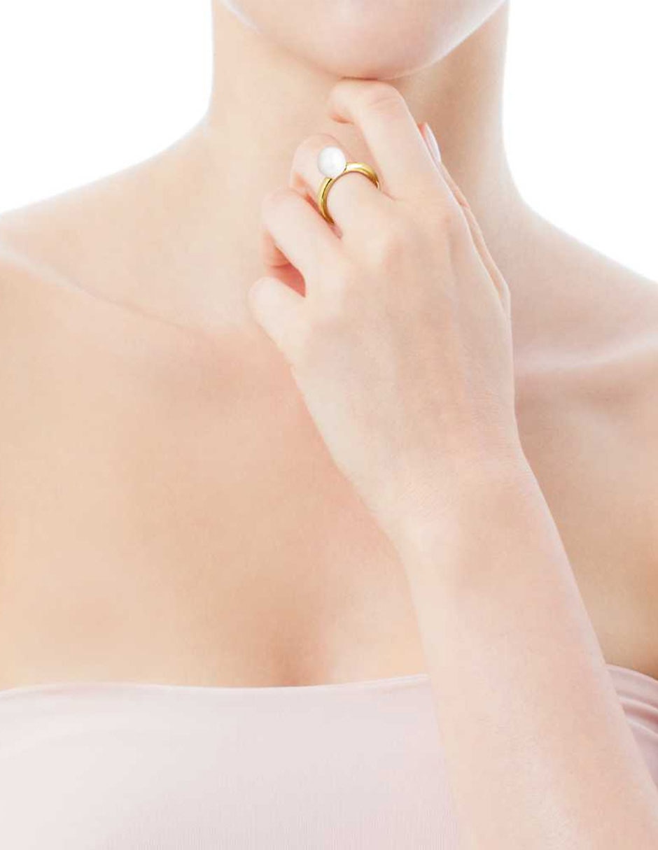 Anillo Gloss de plata vermeil perla brillante 4