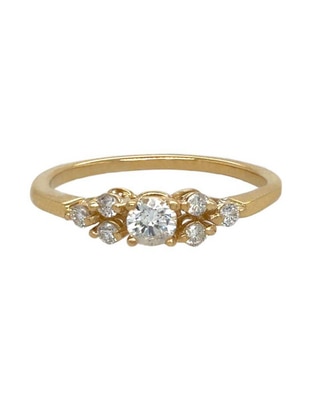 Anillo de compromiso de oro amarillo 14 k Idc diamante