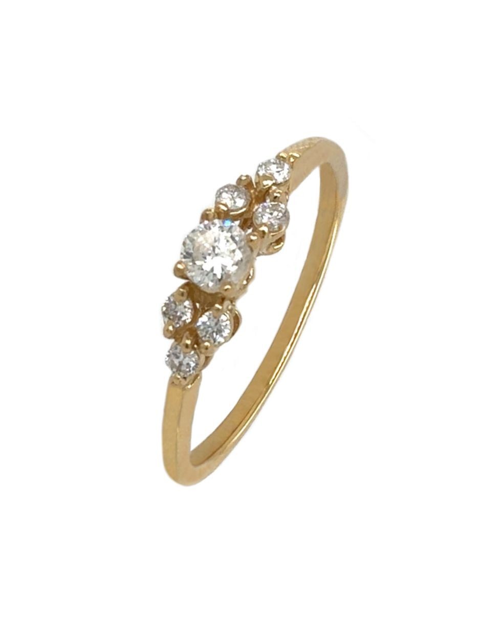 Anillo de compromiso de oro amarillo 14 k Idc diamante