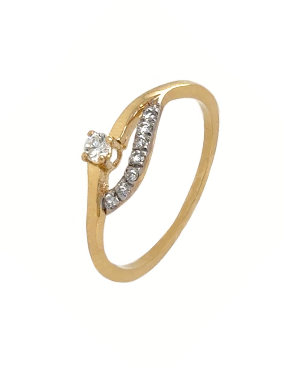Anillo de compromiso de oro amarillo 14 k Idc diamante