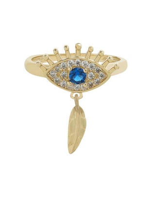 Anillo de ojo de oro amarillo zirconia brillante 1