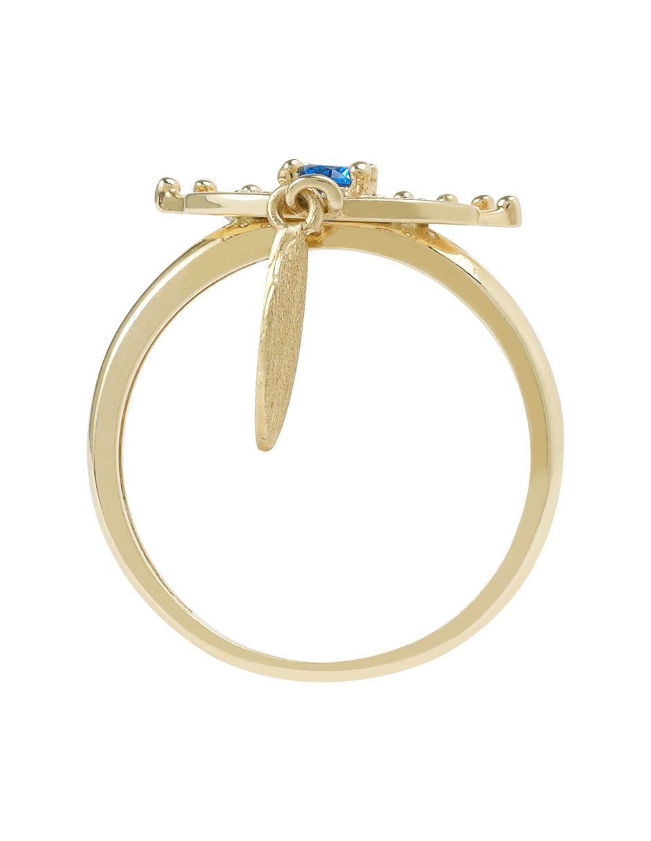 Anillo de ojo de oro amarillo zirconia brillante 3