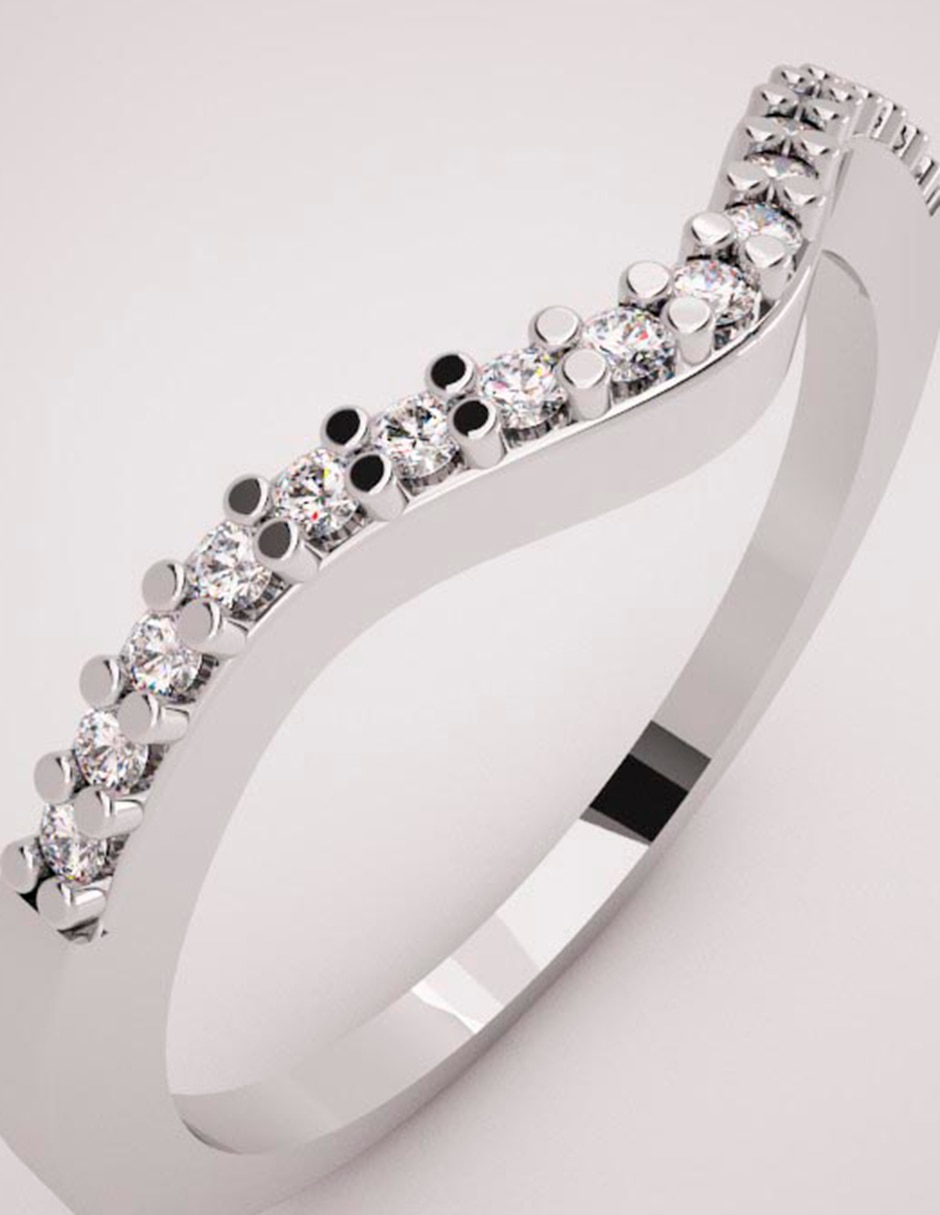 Anillo de oro blanco diamante pulido