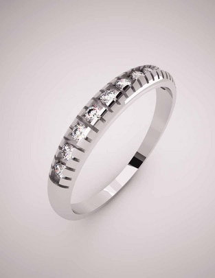 Anillo de oro blanco diamante pulido 1