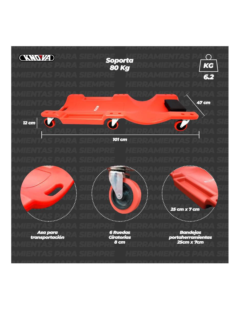 Cama para mecánico Knova de 80 kg
