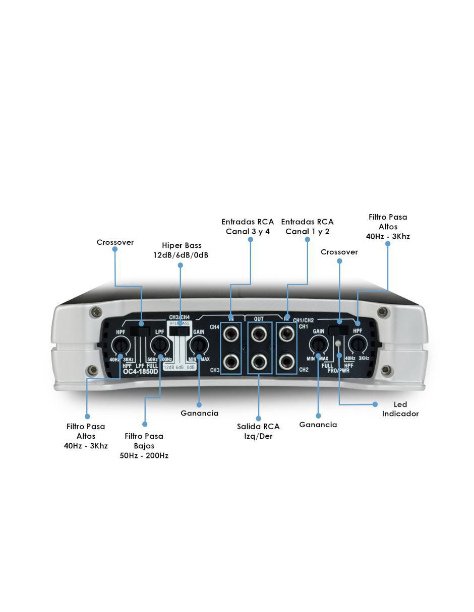 Amplificador para automovil oc4-1850d de 9 v