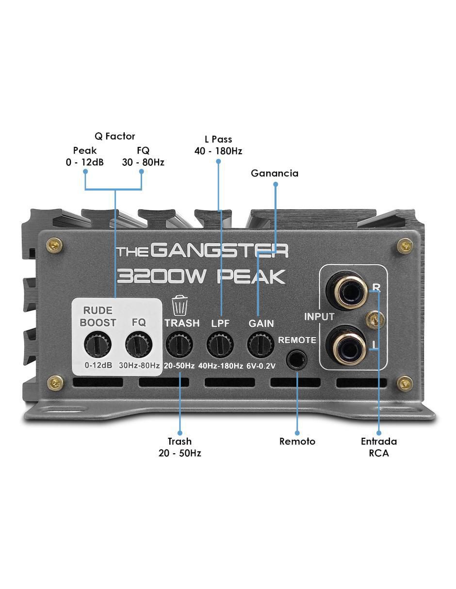 Amplificador para auto The Gangster de 16 V