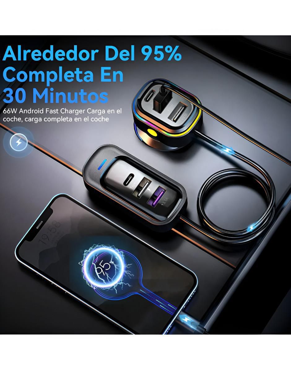 Cargador auto de 65 W USB 3