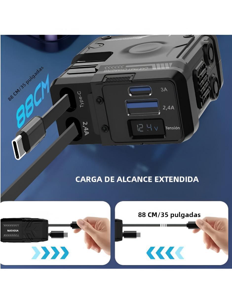 Cargador auto de 120 W USB + usb tipo C XTLLAR6207 3