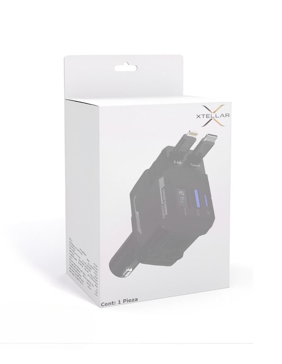 Cargador auto de 120 W USB + usb tipo C XTLLAR6207