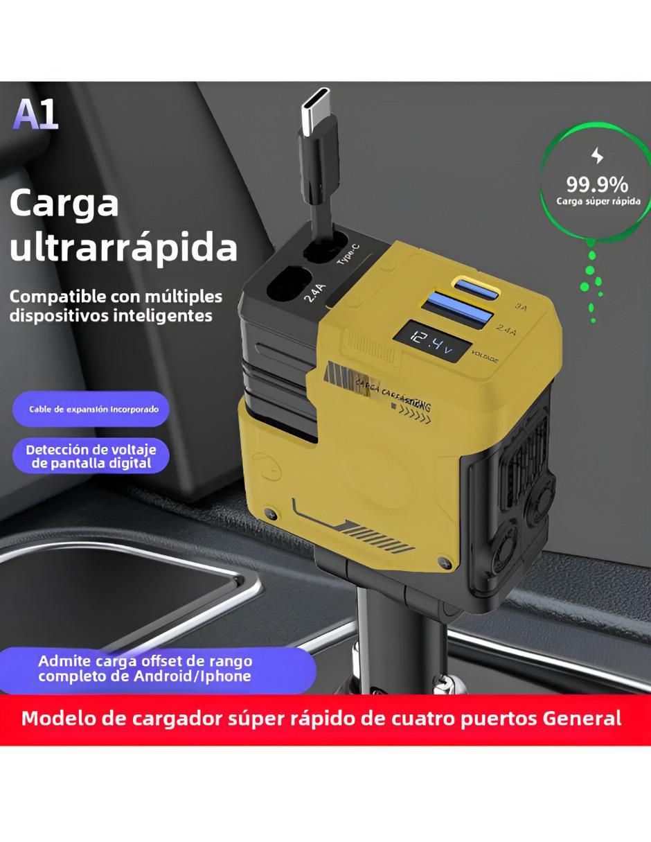 Cargador auto Xtellar de 120 W USB + USB tipo C XTLLAR6210