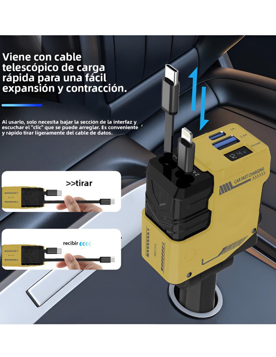 Cargador auto Xtellar de 120 W USB + USB tipo C XTLLAR6210