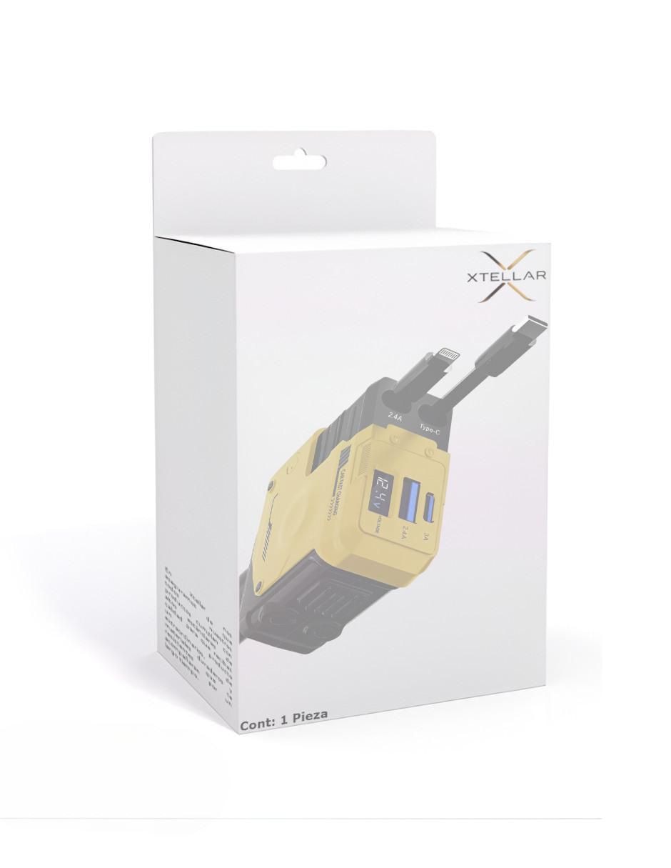 Cargador auto de 120 W USB + USB tipo C XTLLAR6210 Cargador auto de 120 W USB + USB tipo C XTLLAR6210