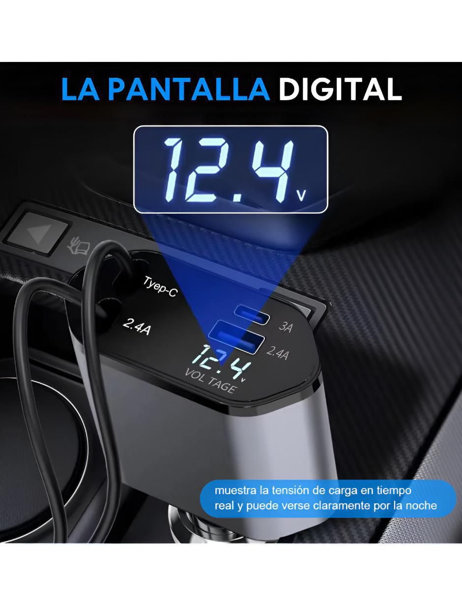 Cargador auto xtellar de 120 W USB + USB tipo C