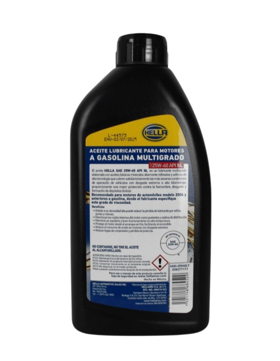 Aceite mineral para automóvil 25w60 946ml 2