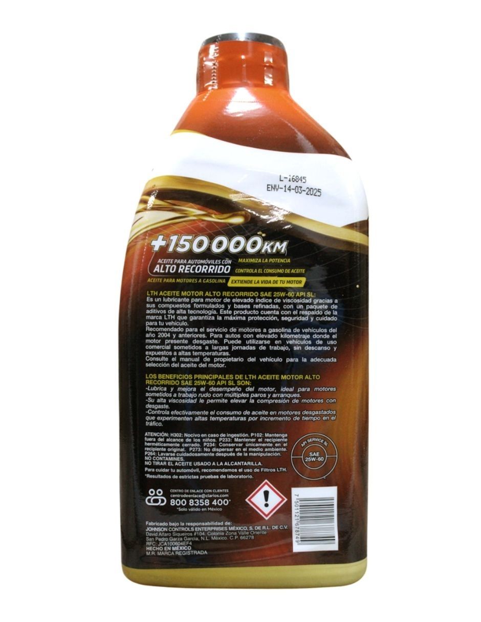 Aceite mineral para automóvil 25w60 946ml 2