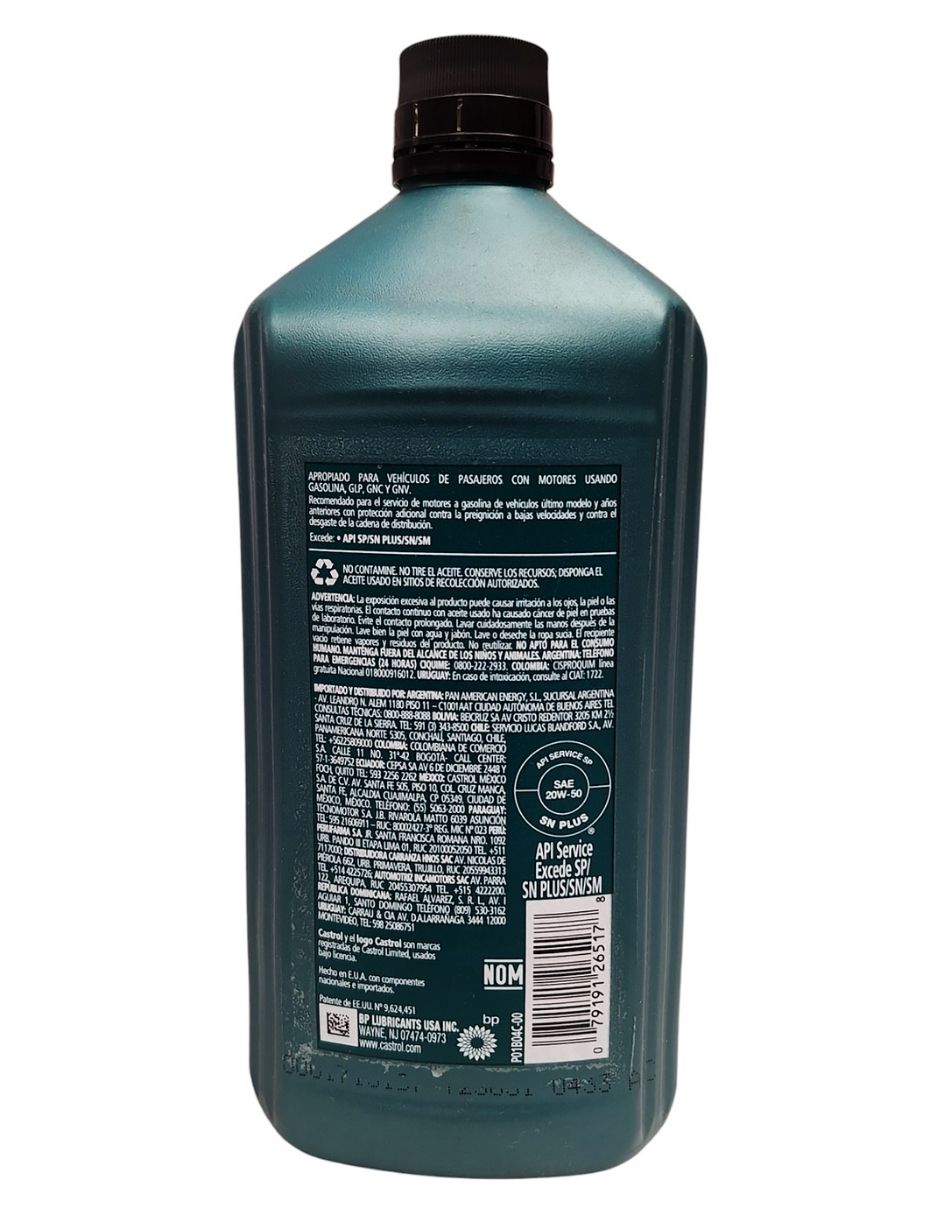 Aceite multigrado para automóvil 20w-50 946ml