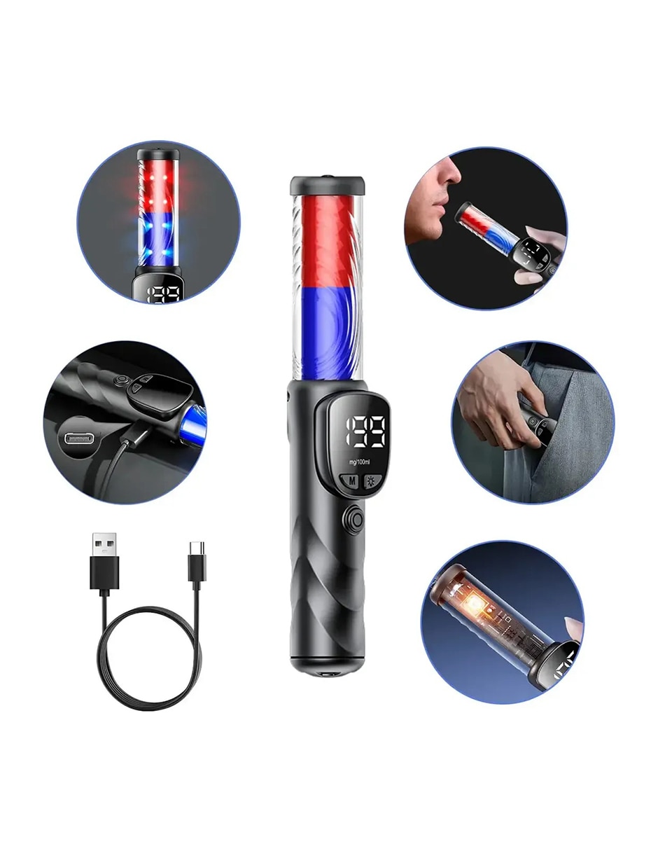 Alcoholímetro digital (AJ64) USB-C 200 mAh 10 hrs